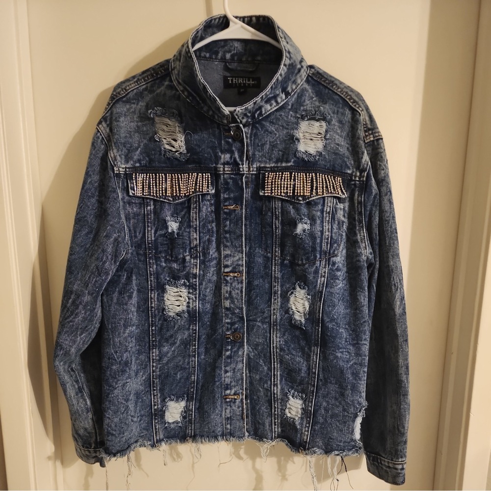 Thrill Jeans Denim Jacket with fringe 3XL